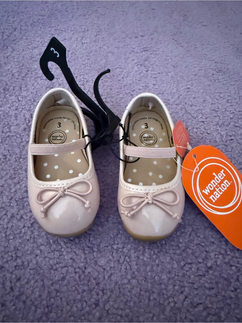 wonder nation baby Girls Light Pink Patent Mary Jane Bow Shoes